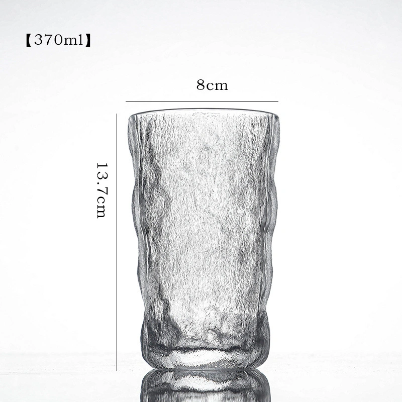 310ml 370ml 10oz 12oz Glacier Grain Glass Cup Simple Milk Juice Glass Mug Glass Coffee Cup Beer Mug with Hand Gift Tumbler Wholesale