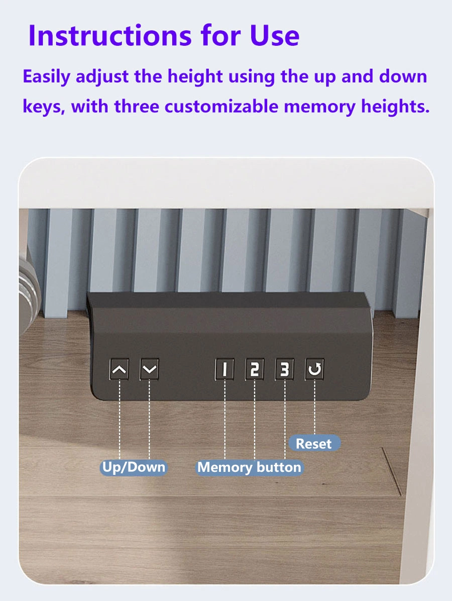 Height Adjustable Standing Office Desk Frame with Push Button Memory Controller