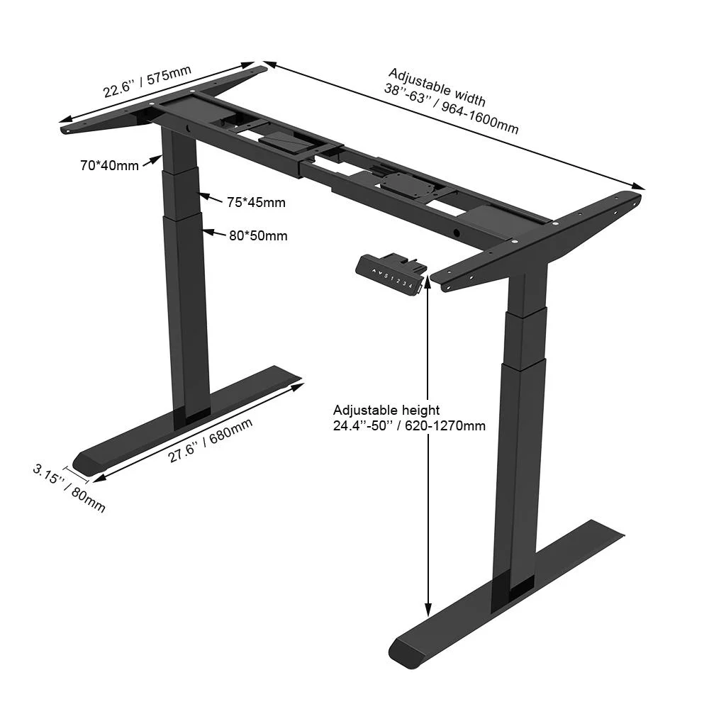 Office Table Supplier Electric 3 Segments Height Adjustable Standing Desk Workstation Smart Sit-to-Stand Desk Frame