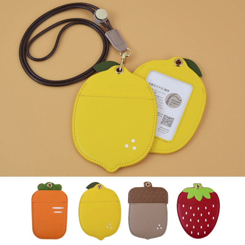 Cartoon Fruit Creative Personality PU Leather Student ID Card Holder