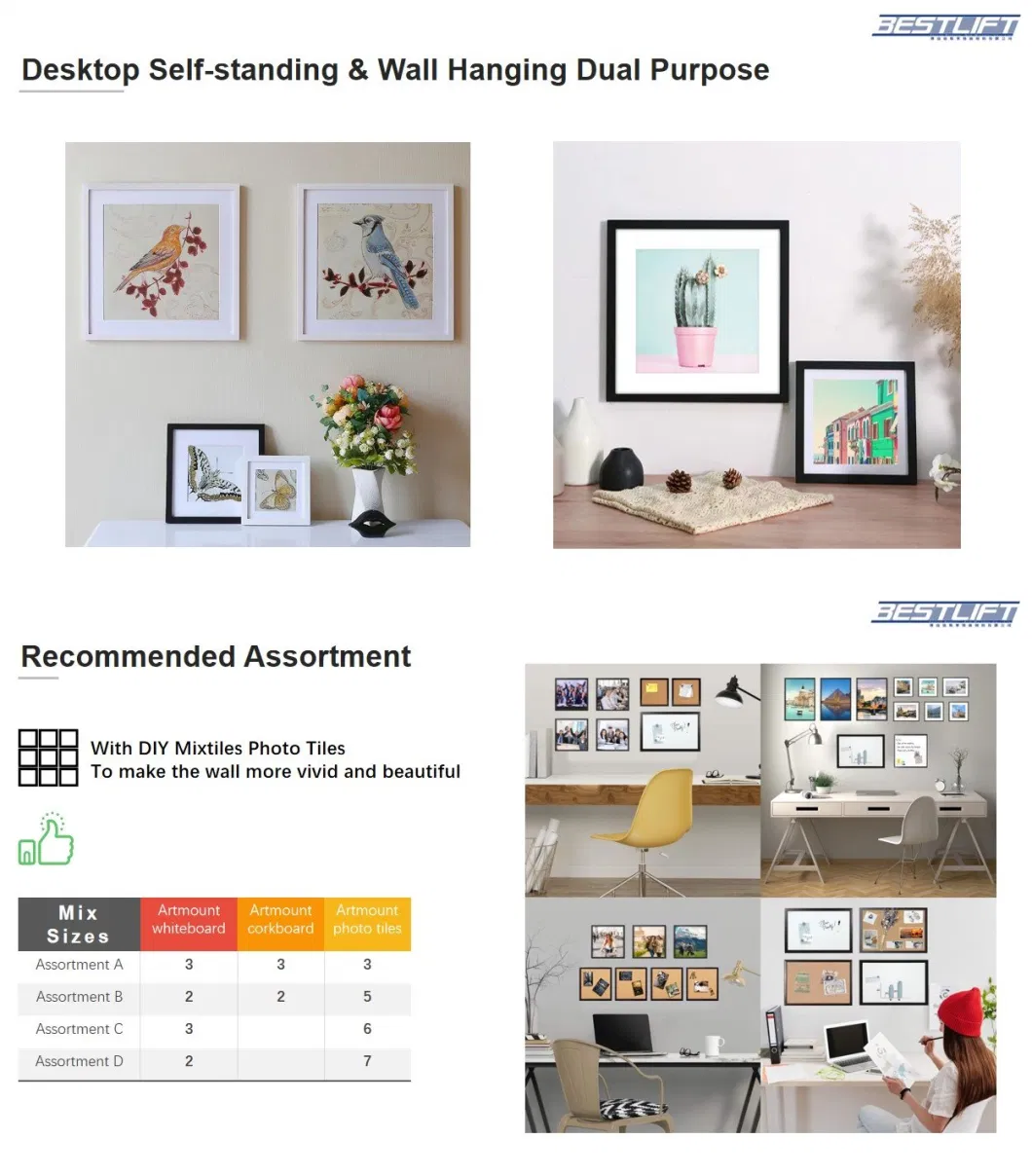 Factory Supplied PS Plastic Photo Frame Various Colors Wall Mounted Picture Stand Artwork Display Artwork for Home Decoration