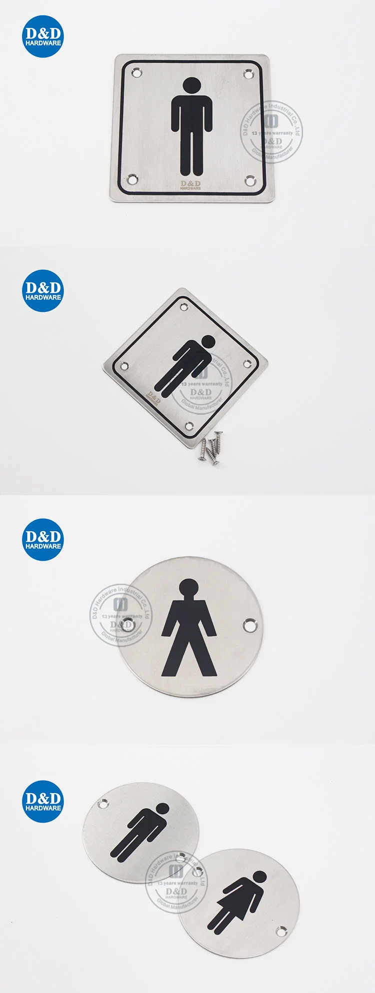 Stainless Steel Bathroom Hanging Sign Plate Male Public Toilet