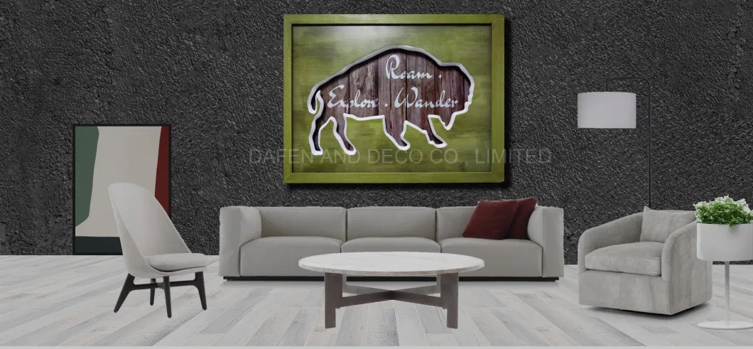 Metal Decoration Oil Painting Wall Art Wood Framed Board Iron Bullfight 3D Dimension