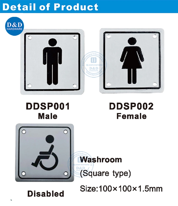 Stainless Steel Bathroom Hanging Sign Plate Male Public Toilet