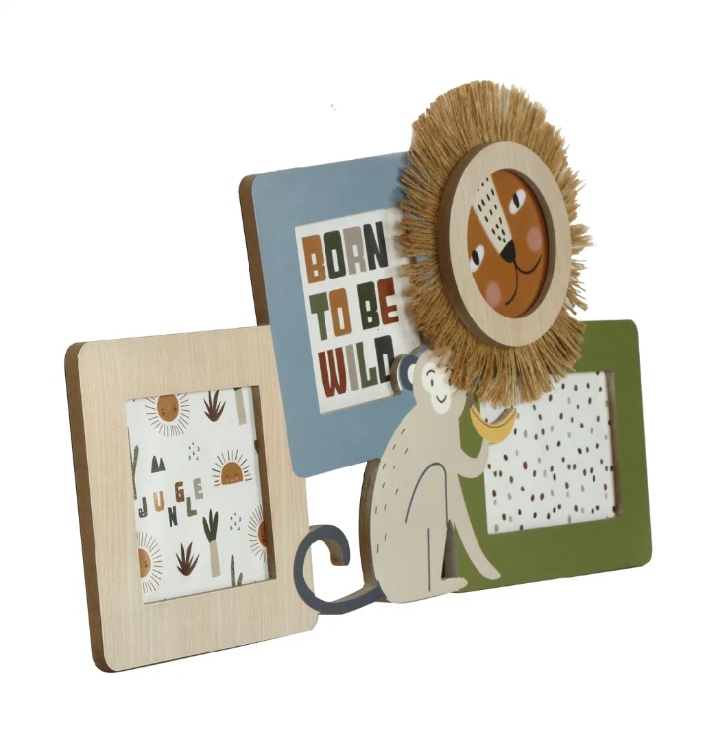 Wall Hanging Lion Design Kid Photo Frame 3 Pictures Frame