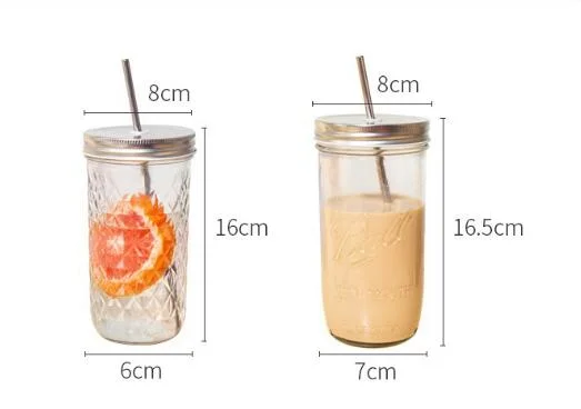 Wholesale 700ml 24oz Mason Glass Jar Cups, Cold Drink Juice Cold Brew Hand Brew Coffee Cups, Straw Cups