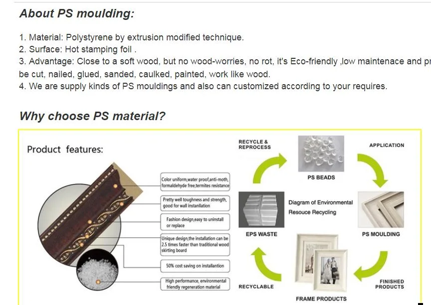 Factory PS Moulding for Picture Frame Big Vintage Photo Frames