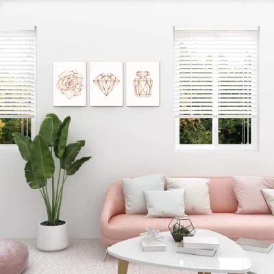 Home Decoration Pink Flower Pictures Modern 3 Piece Canvas Paintings Fashion Wall Art