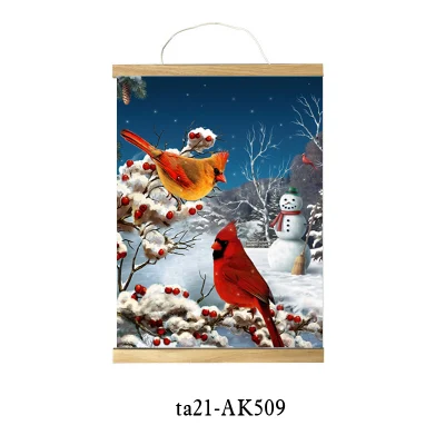  Christmas Icy and Snowy Cardinal Standing on a Branch to Print a Decorative Scroll Hanging
