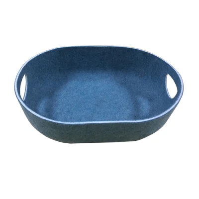 Multifunction Dark Grey Pet Felt Woven Shallow Home Organization Storage Basket
