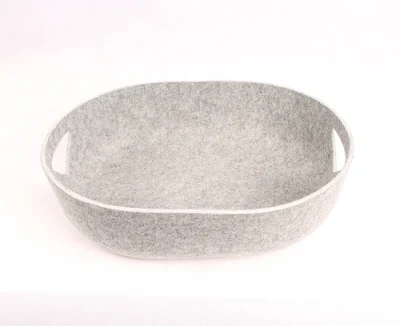 Multifunction Dark Grey Pet Felt Woven Shallow Home Organization Storage Basket