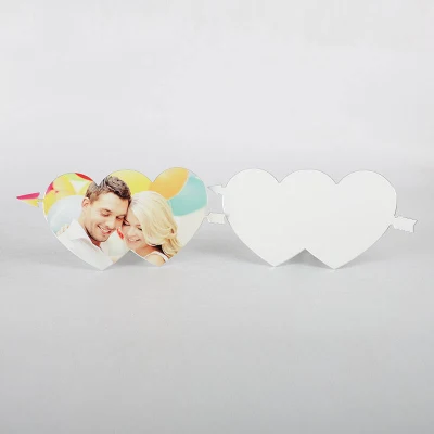  Double Heart Sublimation Aluminum Blanks Photo Frame