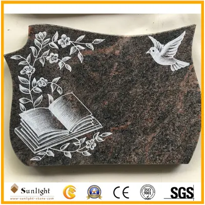  Book Bird Flower Carving Memorial Plaque in Granite Aurora SL03