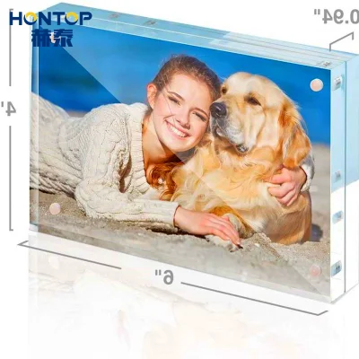  New Arrived Vintage Tabletop Double Sided Magnetic Wedding Banquet Party Promotion Transparent Acrylic Photo Frame