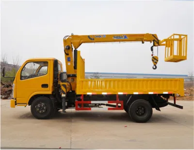 4X2dongfeng 2t Straight Arm Truck Mounted Lifting Transport Truck with Hanging Basket
