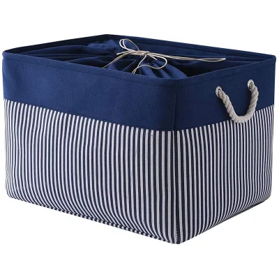 Large Canvas Storage Basket with Lids Decorative Storage Basket for Shelves