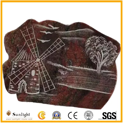  Beautiful Natural Red Granite Memorial Plaque with Sandblasting