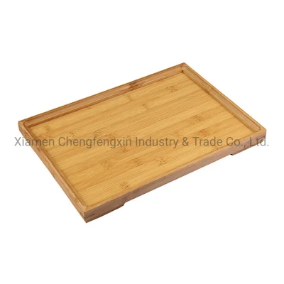 Rectangle Bamboo Wooden Butler Serving Tray with Side Handles Use for Breakfast, Coffee Table/Butler Serving Trays