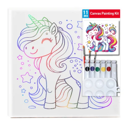  DIY Unicorn Rainbow Foiled Canvas Painting