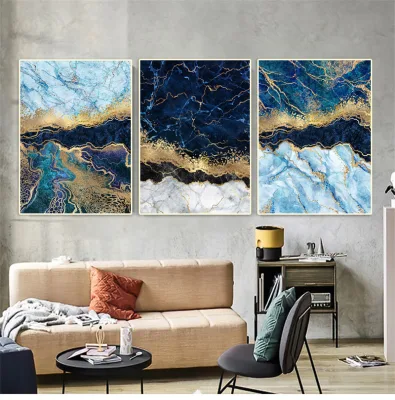 Room Decoration Modern Oil Painting Wall Fine Art 5 Panel Abastract Colorful Waves Canvas Print