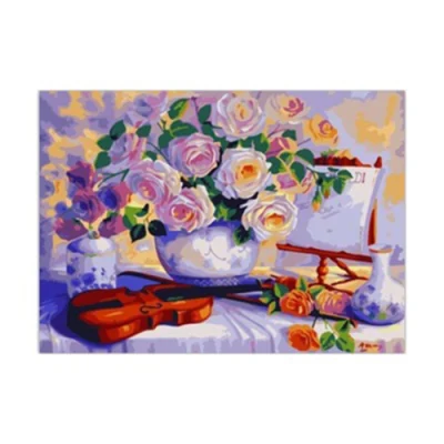 Flower Painting Paint by Number Kit on Canvas for Adults Beginner for Wall Decoration Holiday Presents Gift