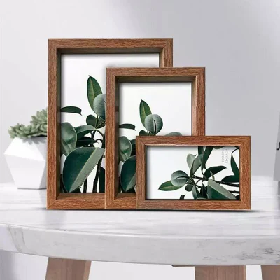 Wholesale Transparent Double Sided Glass Picture Wooden Frame and Acrylic Floating Photo Frame Wall Art Marco