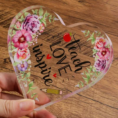  Personalized Crystal Acrylic Paperweight Remembrance Decorations Sympathy Gifts Heart Shape Memorial Gifts Photo Frame