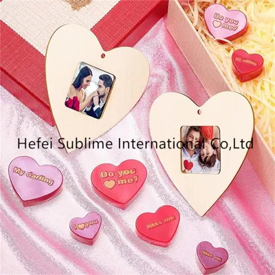  Valentine&prime;s Day Plaid Photo Frames Ornaments Heart Picture Frame Hanging Ornaments