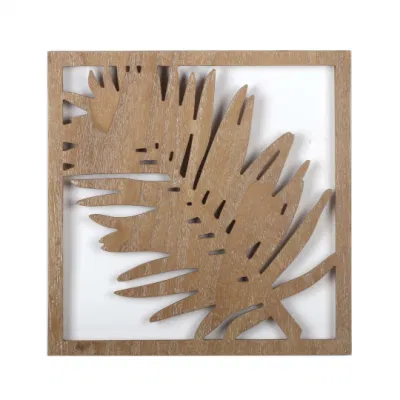  New Simple Plant Carved Wall Art Farmhouse Geometric Frame Hanging Home Decor Wooden Rustic Wall Decor Plaque