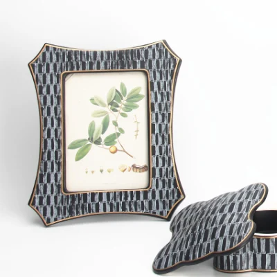  Fr004 Vintage Photo Frame Ceramic Blue and Black Polygon Family Photo Frame Set Wholesale Porcelain Picture Frame