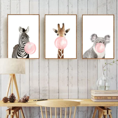 Home Decoration Modern Canvas Print Giraffe Oil Painting Animal Hanging Wall Art