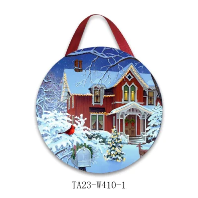  Wholesale Round Design Christmas LED Light Decorative Canvas Wall Art Home Decor LED Light Small Design Canvas Wood Wall Art