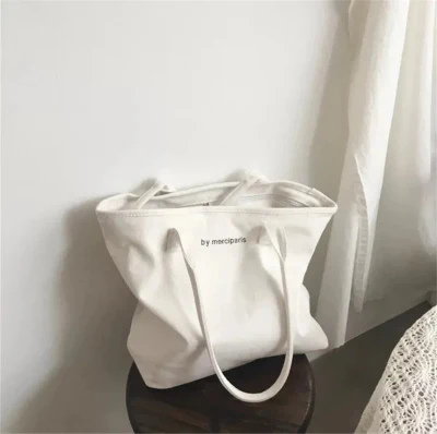  Designed Manufactory Oversized Zipper Custom Canvas Cotton Tote Bag