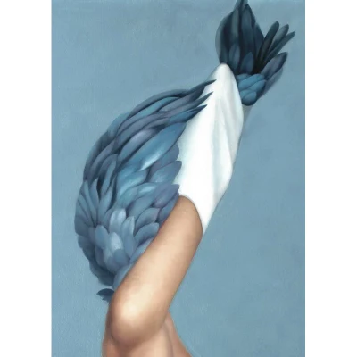 Beautiful Digital Printed Nude Sexy Women with Colorful Feather Canvas Art Paintings for Living Room Decoration
