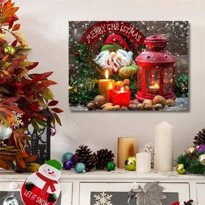 Gallery Wrapped Canvas Print Light up Christmas Holiday Decor Winter Wall Art