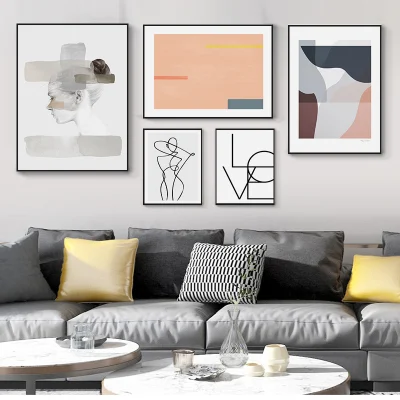  Abstract 5 Piece Canvas Wall Art Painting Modern Home Room Decoration PS Framed Picture Display Printing Decor Canvas
