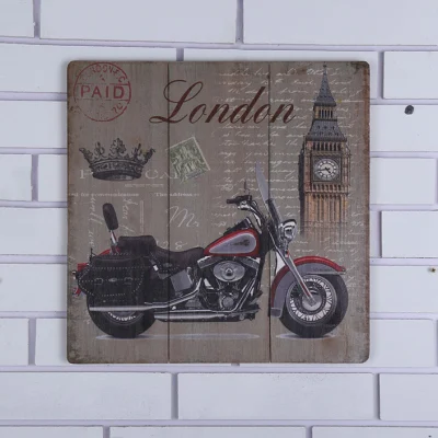 2016 New Design Wooden Decorative Wall Wood Plaque with Motorcycle