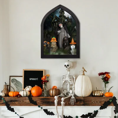 Haunting Halloween Wall Art Night Wrapped Canvas Painting for Home Decor Bedroom
