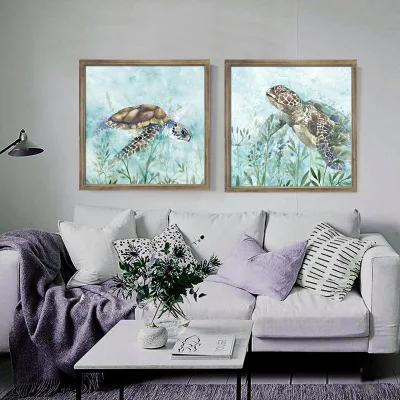  Home Decor Rustic Wooden Frame Wall Sign Sea Turtle Design Wood Frame Wall Plaque