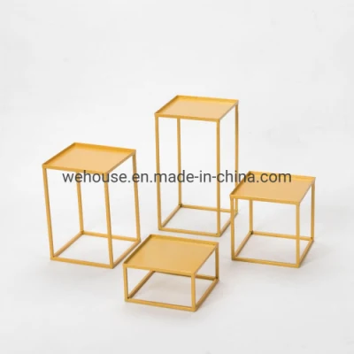  We House Hardware 48&quot; Rectangular Gold Metal Wedding Flower Stand Geometric Column Frame Centerpiece