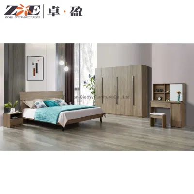  Modern Design MDF Bed Frame with USB Charging LED Light Bedroom Furniture Upholstered Double Bed