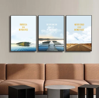  Wholesale 3 Panels Decorative Floating Frame Canvas Wall Art Seashore View Home Decor Frame Canvas Wall Art