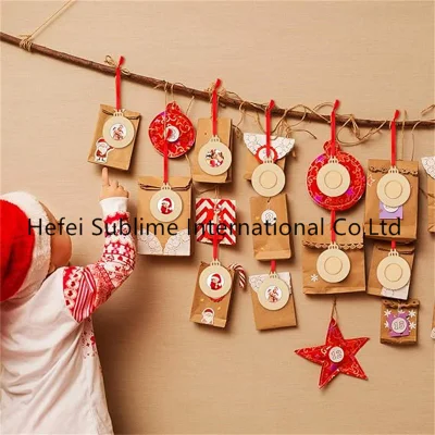  Christmas Round Picture Ornament Bulk Unfinished Wood Christmas Photo Frame