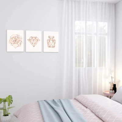  Home Decoration Pink Flower Pictures Modern 3 Piece Canvas Paintings Fashion Wall Art