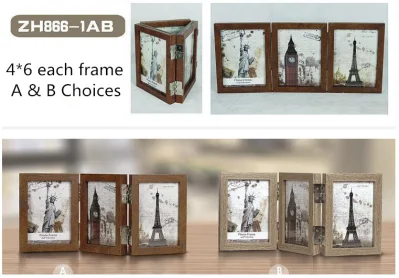New Three Folding Oak Wood Picture Frames