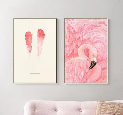 Drop Shipping Wall Art Modern Oil Painting Flamingo Canvas Print for Living Room Decor