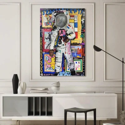  Custom Ready to Hang Decorative Astronaut Graffiti Wall Art Canvas Painting