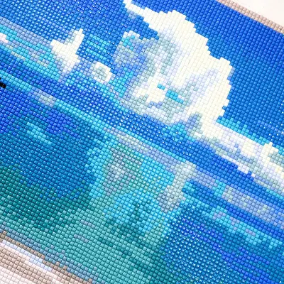 Diamond Painting DIY Full Drill Cloud, Sea and Trees Outside The Window Diamond Embroidery Home Wall Decorations Drawing Art
