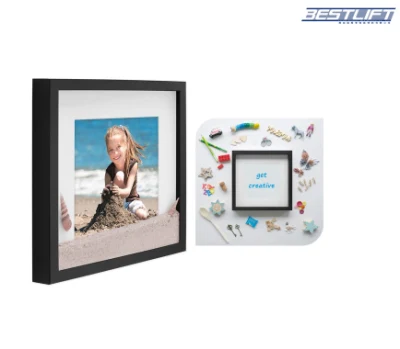  8X8 Picture Frames Black, Matted to 8 X 8 Cadre Photo with Mat for Wall Floating or Tabletop