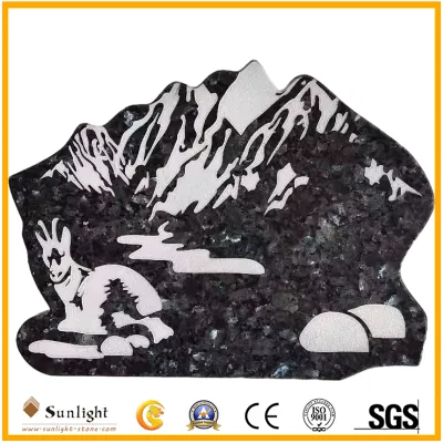  Granite Custom Plaque with Beauty Mountain Tree Engraving